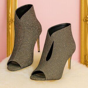 Nina Glitter Peep‑Toe Booties | Cutout Ankle Heels
